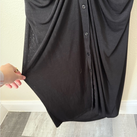 NWT Good American Shimmer Polo Long Sleeve Maxi Dress in Black001 Size 5 - Picture 3 of 8